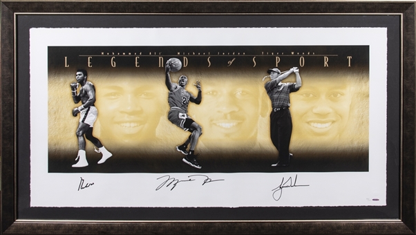 "Legends of Sport" Matted & Framed 25 x 48 Photograph Signed Including Michael Jordan, Muhammad Ali & Tiger Woods (UDA)